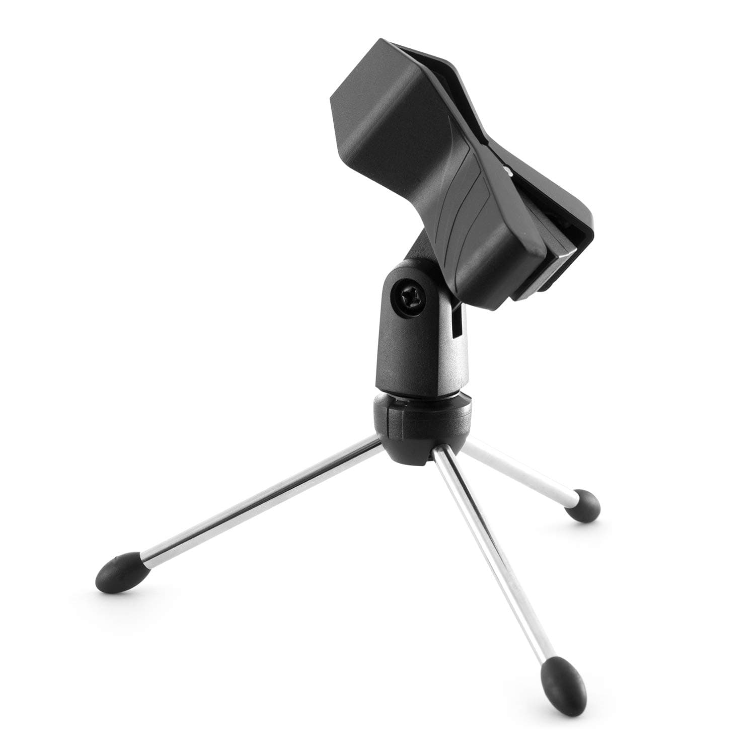 Tiger MCA72-BK Desktop Foldable Tripod Mic Stand and Mic Clip - Lightweight Table Top Podcast, Conference, Microphone Stand with Non-Slip Feet, Silver