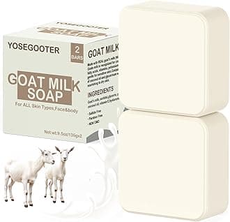 Goats Milk Bar Soap, Natural Face&Body Bath Moisturizing Soap Bar, Gentle on Sensitive Skin Formula, For All Skin Types Men&Women, 2 PACKS