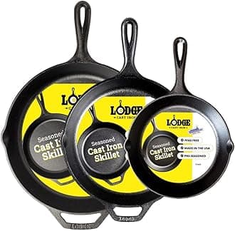 Lodge Pre-Seasoned Cast Iron Skillet Set - Set Includes 8 Inch Skillet, 10.25...