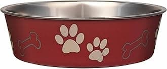 Loving Pets Stainless Steel Bella Dog Bowl Non-Slip Dishwasher Safe & Bacteria Resistant Metallic Pet Dish - Merlot - Large (1.5 Litre)