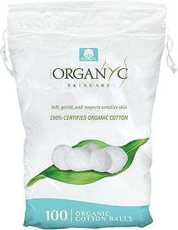 Organyc 100% Organic Cotton Balls for Sensitive Skin, 100 Count