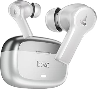 Boat Nirvana Lucid w/ 32 dB ANC, Multi-Point Connectivity, in-Ear Detection, 60HRS Playback, Hearables App, 4 Mics ENx, IPX5 Truly Wireless in Ear Earbuds, TWS Ear Buds(Zinc White)