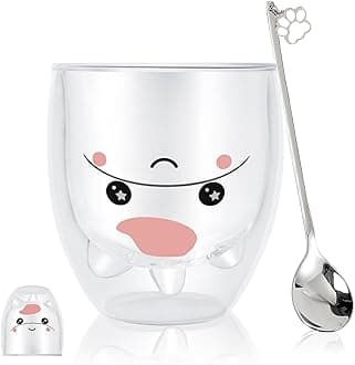 Unicorn Mug Cute Mugs Glass Double Wall Insulated Glass Espresso Cup, Coffee Cup, Tea Cup, Milk Cup, Kawaii Gifts, for women girls friends, Christmas Birthday (Unicorn)