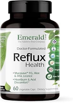 Reflux Health - Indigestion & Heartburn Relief with Mucosave FG, DGL, Aloe Vera, Probiotics, Digestive Enzymes & More* - 60 Vegetable Capsules (30-Day Supply)