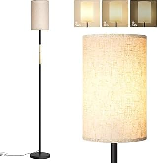 addlon Floor Lamps for Living Room, dimmable Floor lamp with Linen lampshade, Modern Standing Lamps, Bright Floor lamp for Bedroom and Office - Classic Black