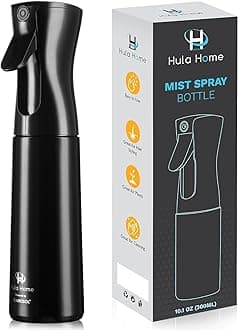 Hula Home Continuous Spray Bottle (10.1oz/300ml) Empty f falkiya Fine Plastic Water Mist Sprayer – For Hairstyling, Cleaning, Salons, Plants, Essential Oil Scents & More (Black)