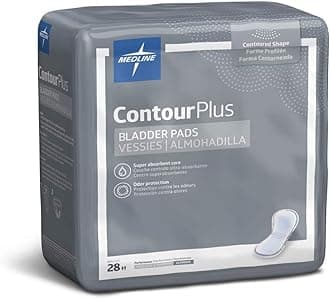 ContourPlus Bladder Control Incontinence Pads, Ultimate Absorbency, 8" x 7", 28 Count
