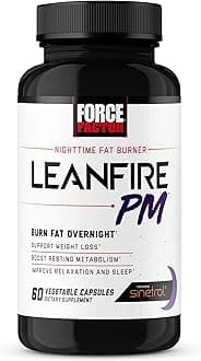 Force Factor LeanFire PM Weight Loss Pills for Women & Men, Fat Burner & Overnight Weight Loss Pills to Burn Fat, Boost Metabolism, Improve Sleep, Powerful Formula for Incredible Results, 60 Capsules