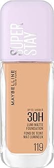 Maybelline New York, Super Stay Lumi-Matte Liquid Foundation, 30hr Longwear formula, Light as Air, Waterproof, Sweatproof, Luminous Matte Finish - 119