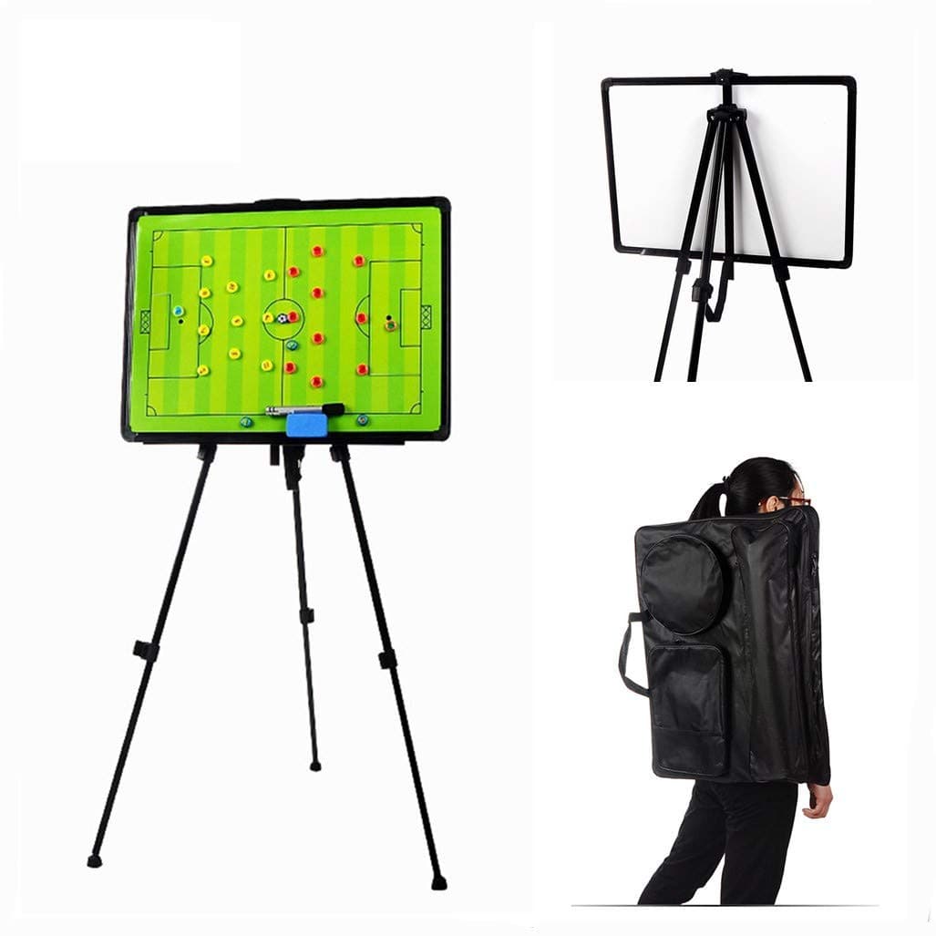 23.6'' x 17.7'' Magnetic Coaching Board, Extra Large Soccer Tactics Board with Magnetic Marker, Pen, Dry Eraser, Tripod Stand and Carrying Bag, Full Football Pitch Layout, Training Equipment
