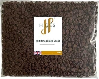 Hides Fine Foods - Milk Chocolate Chips -500g - GMO - Free - Suitable for Vegetarians - Baking - Desserts - Cookies - Ganache - Muffins - Cakesicles - Cakes - Cupcakes -Tempering - Chocolate Mocha