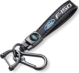 Genuine Leather Car Key Chain for Ford F150 Keyring Keychain Accessories Family Present(Black)