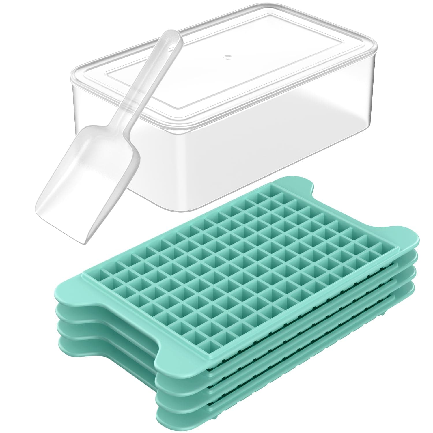 Mini Ice Cube Tray for Freezer: Small Ice Trays for Freezer with Bin - 135×4PCS Easy Release Nugget Ice Tray - Crushed Ice Tray with Ice Container