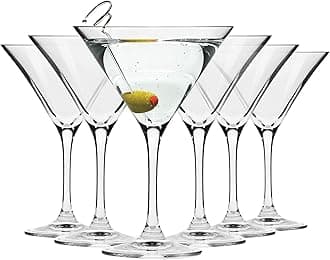 ROSEFINCH Martini Glasses 6 Pc- Hand Blown Crystal Martini Glasses with Stem - Elegant Cocktail Glasses for Bar, Martini, Cosmopolitan, Manhattan, Gimlet, Pisco Sour - Glassware - 135 ml