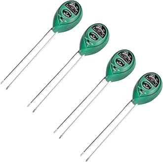 iPower 4 Pack 3-in-1 Soil Test Kit, Soil Moisture/Light/pH Meter for House Plant, Garden Lawn, Farm, Ideal for Indoor & Outdoor Use