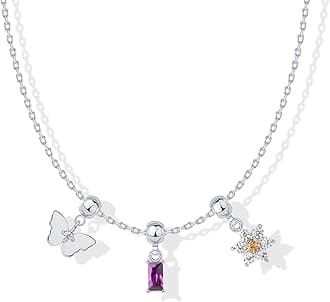 PAVOIAdjustable Whimsical Gold Charm Necklace for Women, 14K Gold Plated Cute Dainty Pendant Necklaces with Charms Set, Hypoallergenic Chain Trendy Cubic Zirconia Heart Religious Sports Pearl Pendant