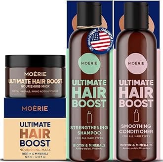 Moerie Ultimate Mineral Shampoo and Conditioner Plus Hair Mask – Volumizing Hair Care Set – For Longer, Thicker, Fuller Hair - Vegan Friendly Hair Growth Products – Paraben & Silicone Free - 3 items