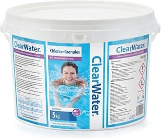 – Chlorine Granules for Hot Tub Spa and Swimming Pool Water Treatment for Rapid Disinfecting and Cleaning, Pail, 5 kg, White