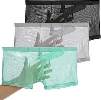 Men's See Through Mesh Trunks Underwear Seperate Elephant Nose Boxer Briefs