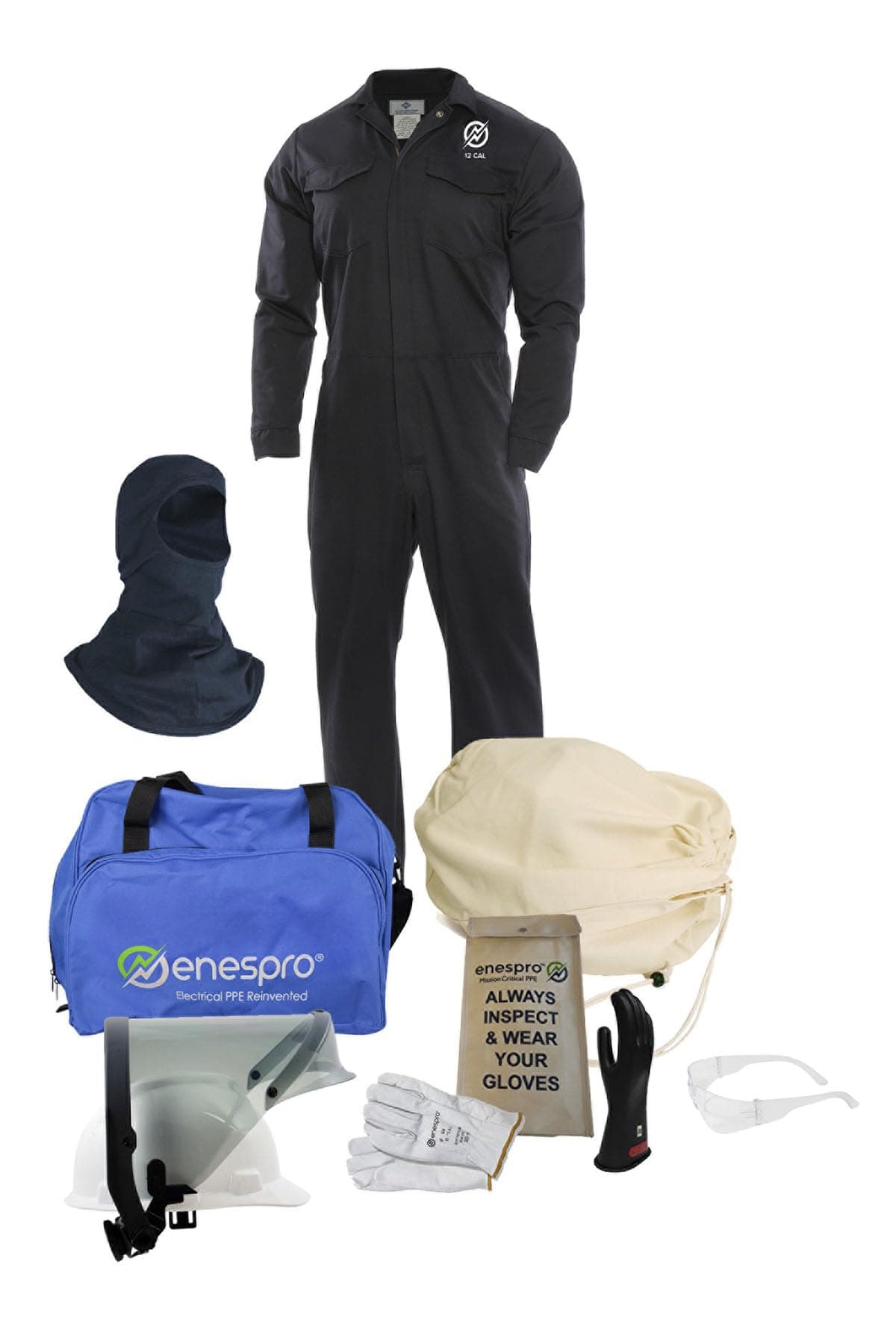 ArcGuard, CAT 2, 12 Calorie, Arc Flash Suit Kit with FR Coverall, Face Shield, and Balaclava