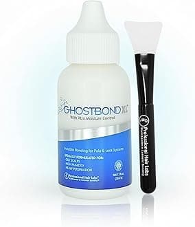 GHOSTBOND XL Hair Replacement Adhesive 1.3oz & Silicone Applicator – Invisible Lace Wig Glue, Water & Oil-Resistant, Non-Toxic, Easy Application for Lace Wigs & Hair Systems