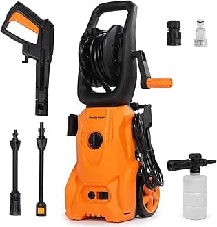 Electric Pressure Washer - 1800w 140Bar Jet Washers/Pressure Washers with Hose Reel, 16.4FT Power Cord, Adjustable Nozzle, High Pressure Washer for Cars, Fences, Patios, Driveways