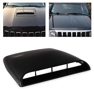 beler Black Universal Car Auto 4x4 Air Flow Intake Hood Scoop Bonnet Decorative Vent Cover Decal