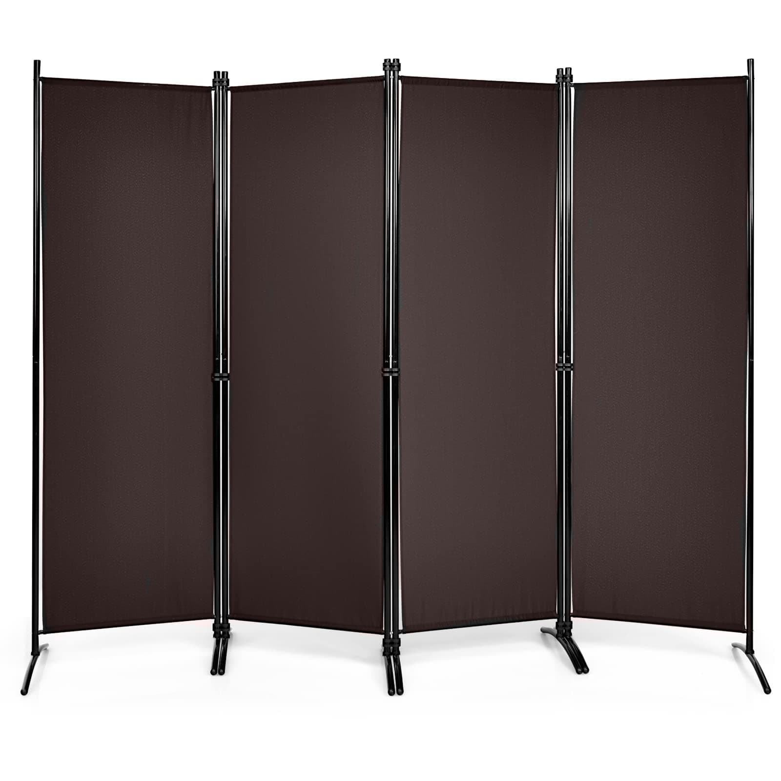 Giantex 4 Panel Room Divider - Folding Privacy Screen for Room Partition, 5.6 Ft Foldable Separator Wall, Brown