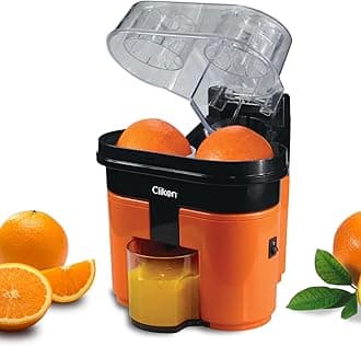 2 in 1 Citrus Juicer with Dual Squeezer Technology, One Touch Operation, Built-in Citrus Slicer, 90 Watts, 2 Years Warranty, Orange and Black - CK2258