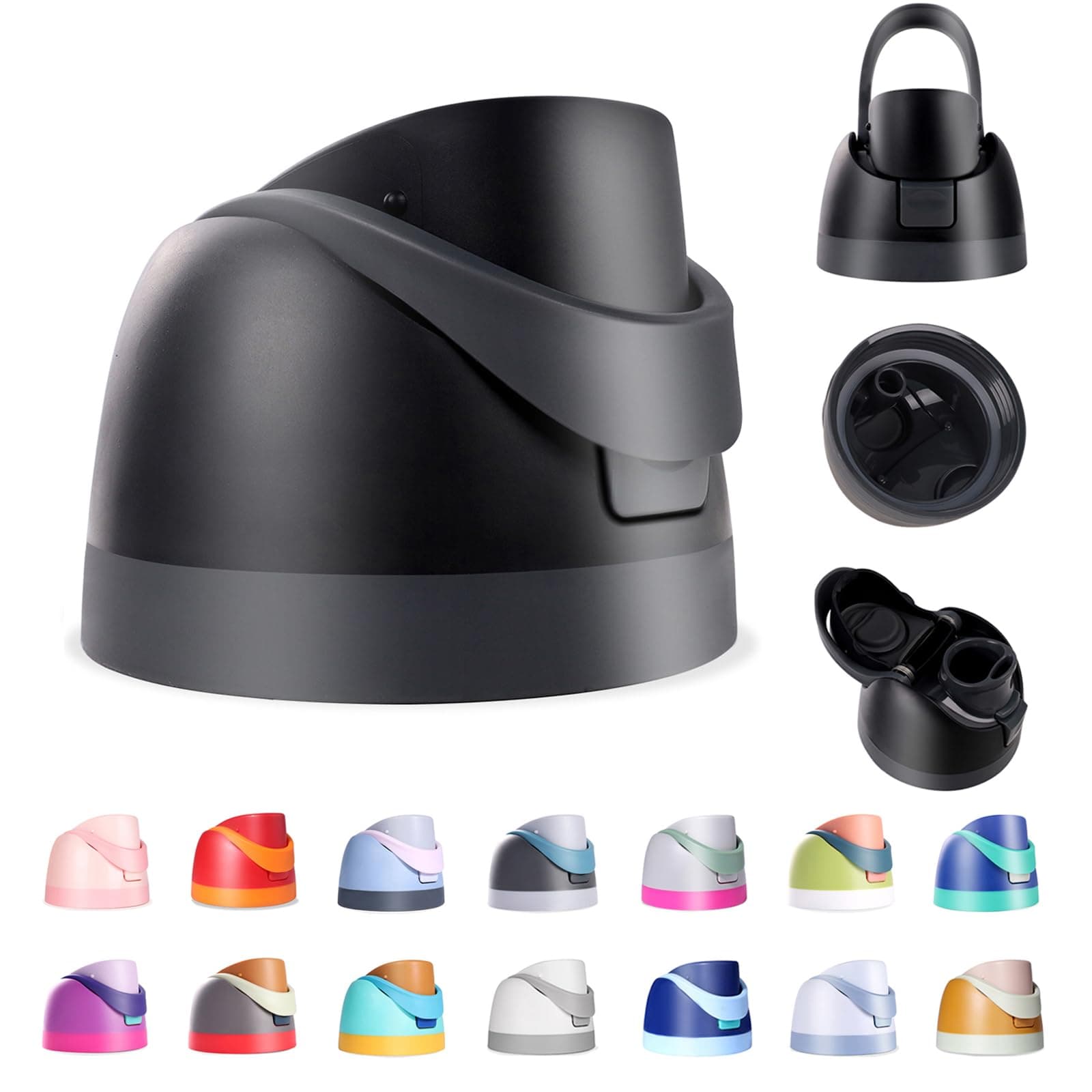 Replacement Lid for Owala Freesip, Compatible with Owala Cup 16oz 24oz 32oz 40oz, One Button Water Bottle Top Lid Replacement Accessory, Leakproof, BPA-Free, Black