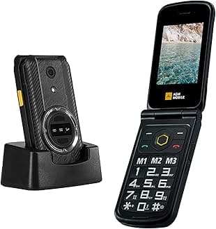 AGM M8 Basic Flip Phone Heavy Duty 4G Function Simple Mobile Phones Waterproof | Anti-Drop SOS Side Key Quick Dialing 104dB Powerful Speaker Large Keyboard and