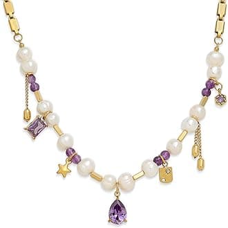 Gold Charm Pendent Choker Necklace for Woman, Boho Dainty Gemstone CZ Rhinestone Dangle Chain Necklaces Prom Fashion Jewelry Wedding Gift