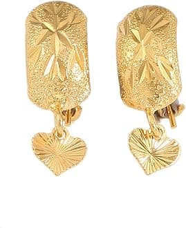 African Ethiopian Earrings For Women Girl Yellow Gold Plated Dubai Heart Earrings