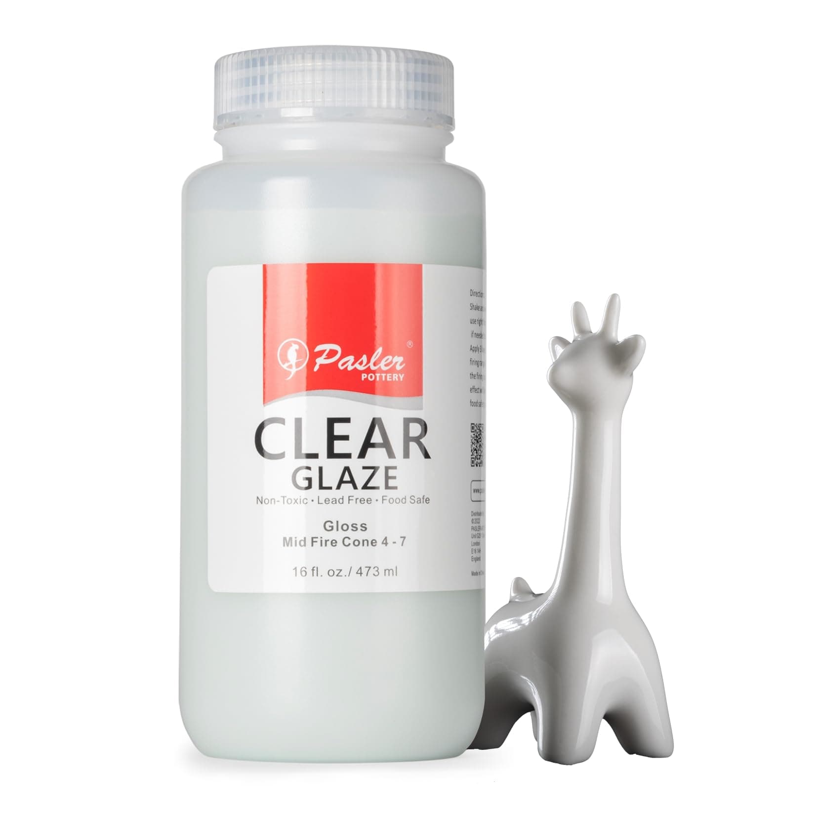 Pasler® Clear Glaze Mid Fire for Ceramic Pottery,Bisque,PCC10,16fl oz/473ml