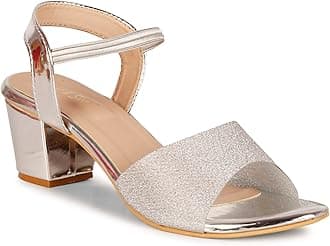Smart & Sleek Women's Sequins Block Heels Fashion Sandals for Women & Girls latest Collection & Stylish ComfortableAB35.