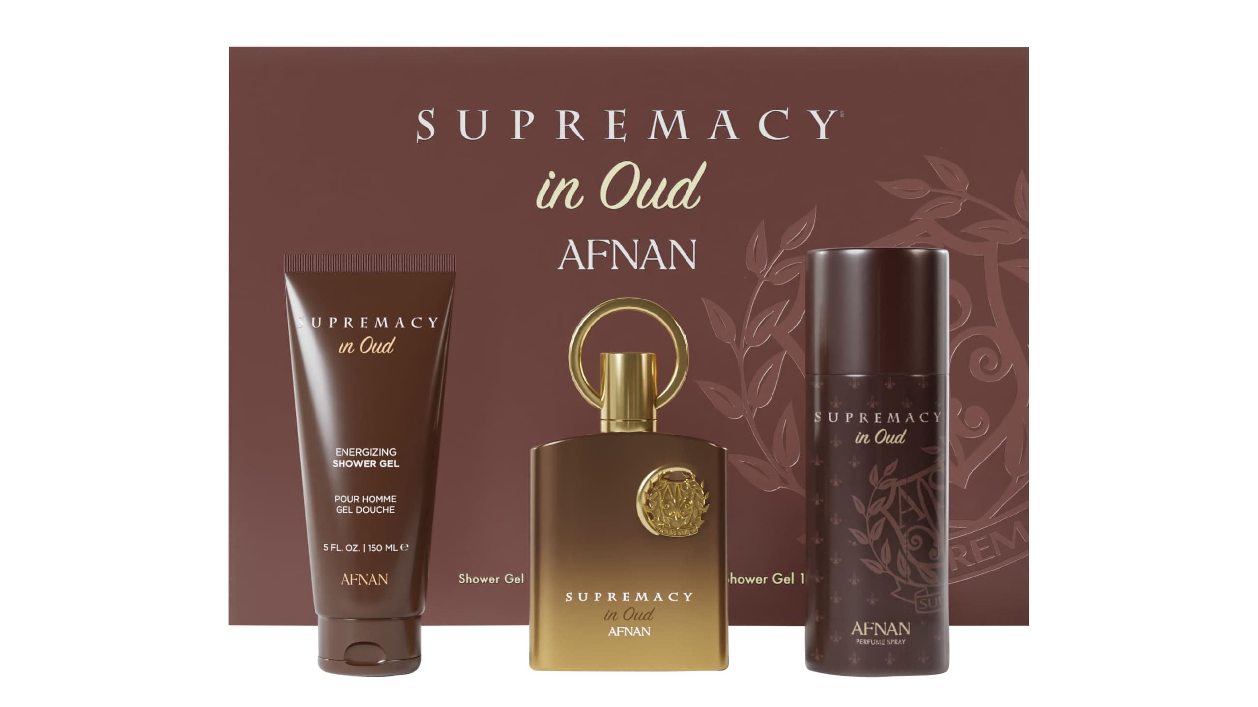 Afnan Gift Set Supremacy in Oud Eau De Perfume100 ML+Deodorant 150 ML+Shower Gel 150 ML|Gift Set For Men