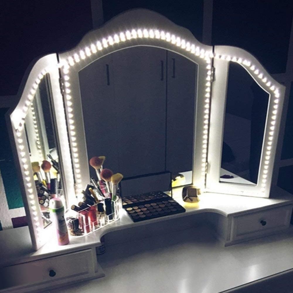 LED Mirror Lights Hollywood Style Makeup Table Light Dressing Vanity Light Strip Light Brightness Adjustable 240 LEDs 13ft 6000k White Flexible, Mirror not Included