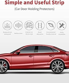 16Ft(5M) Car Trim Strip Self-Adhesive, Automotive Side Body Chrome Moulding Car Exterior Accessories for Men, DIY Car Trim Line Molding for Car Decoration Door Window Bumper Scratch-Proof (Red Chrome