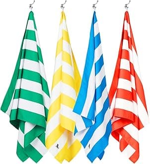 Dock & Bay Beach Towel - Quick Dry, Sand Free - Compact, Lightweight - 100% Recycled - Includes Bag - Cabana - Set A (4), Extra Large (200x90cm, 78x35)