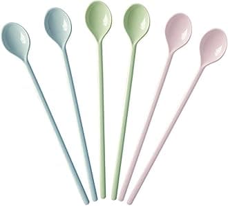 7.2 Inch Long Handle Spoons: Tall Iced Tea, Ice cream Sundae or coffee stirring, Set of 6 Spoon