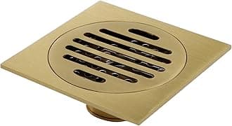 Antrader 3.9-inch Copper Shower Floor Drain with Removable Strainer Cover, Square Anti-Clogging Bathroom Accessory, Gold