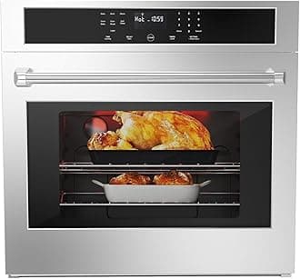 30 inch Electric Single Wall Oven with Convection Fan Touch Control, Large Oven Capacity, 360° Rotisserie, Fingerprint Resistant Stainless Steel