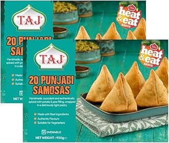Taj Punjabi Samosa | 20Pieces | 900G | Frozen | Frozen Vegtable Samosa | Easy Cook | Crispy Snacks for All Time | Indian Origin (Pack of 2)