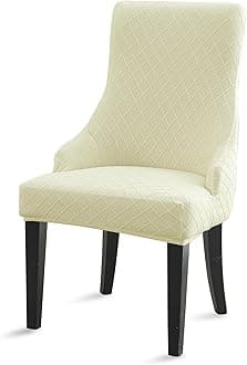 Liykimt Stretch Wingback Side Chair Slipcover(1,Rhombus Beige)