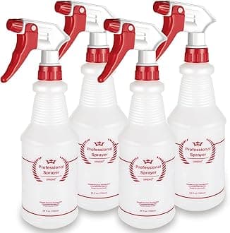 Airbee Plastic Spray Bottle (4 Pack, 24 Oz, All-Purpose) Heavy Duty Spraying Bottles Leak Proof Mist Empty Water Bottle for Cleaning Solution Planting Pet with Upgraded Adjustable Nozzle.