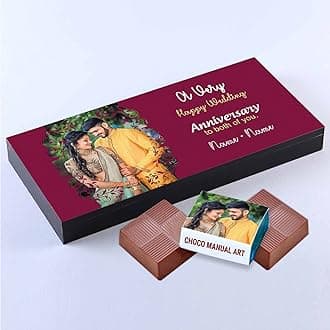 Choco ManualAT | Photo printed wooden box of chocolates with printed wrappers | Box of 18 Chocolates