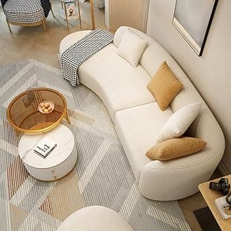 Maple Home Decoration Lamb Fleece Sofa Set modern Nordic Style Sofa Living Room Cafe Hotel Shop Home Furniture (Both Side Arm Rest 300cm For 4 Seat)