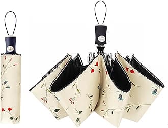 UV Sun Umbrella Compact Folding Umbrella lightweight Portable Manual Travel Umbrella for Rainproof & 99% UV Protection with Black Anti-UV Coating