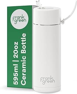 Insulated Water Bottle for Cold Or Hot Drinks - 595ml/20oz Metal Water Bottle with Straw Lid, Ceramic Insulated, Stainless Steel, Triple Wall Vacuum - Cloud White by frank green
