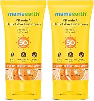 Vitamin C Daily Glow All Skin Type Sunscreen Spf 50 Pa++++ With Vitamin C & Turmeric, Lightweight, For Sun Protection & Glow - 50 G Pack Of 2
